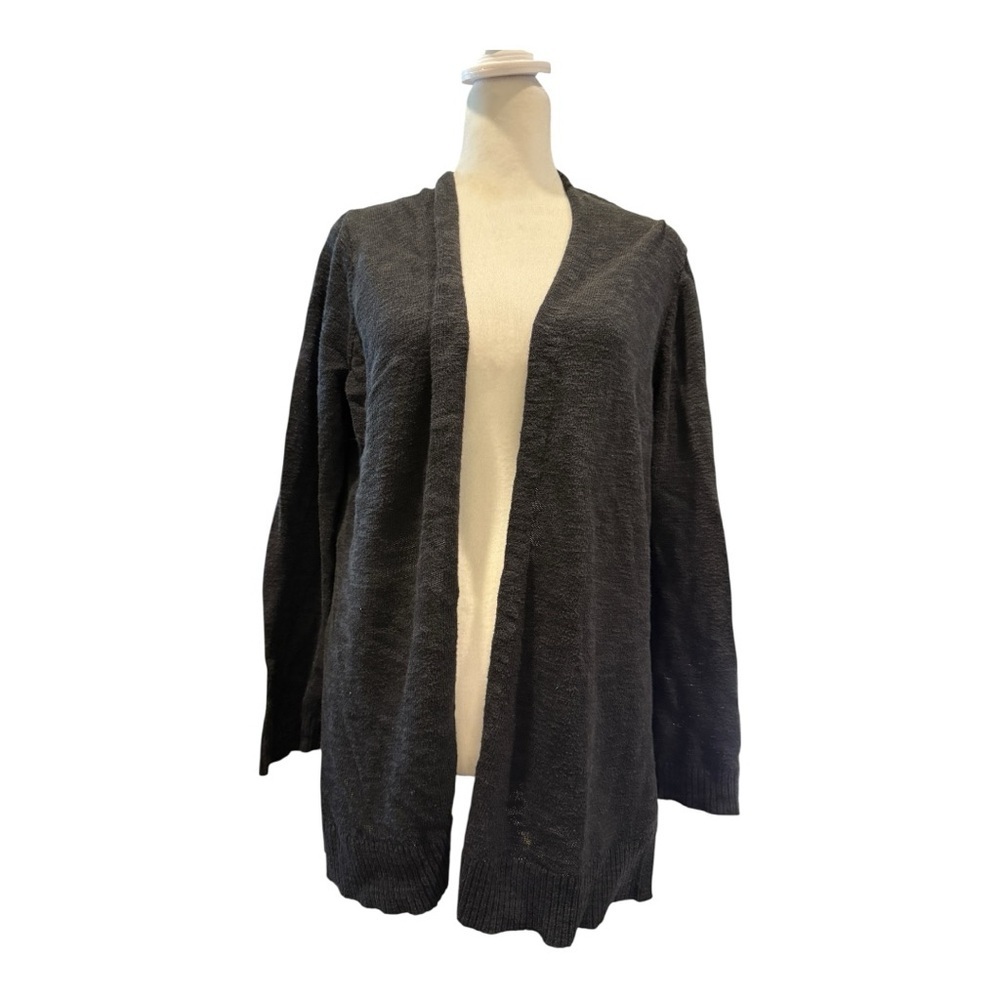 GAP Black Cardigan Large Open Front Long Sleeve Knit Sweater Minimalist Basic